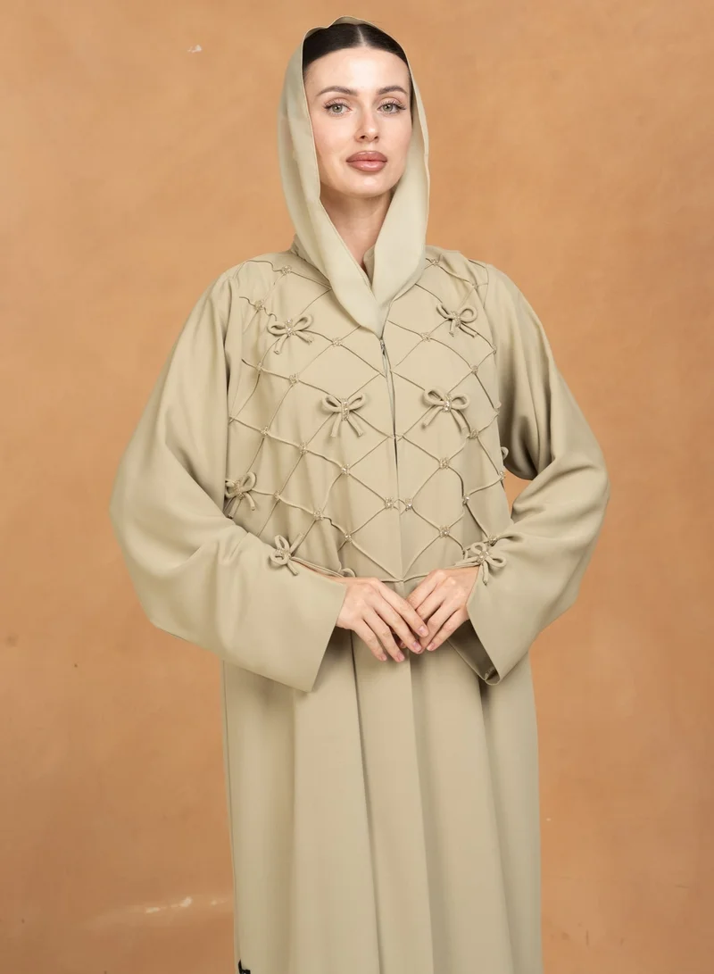 Meem by Mariyah Front open abaya with sheila
